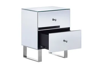 Nattbord 2 skuffer speileffekt NESLE - Sølv - Møbler - Bord - Avlastningsbord & sidobord - Sengebord & nattbord