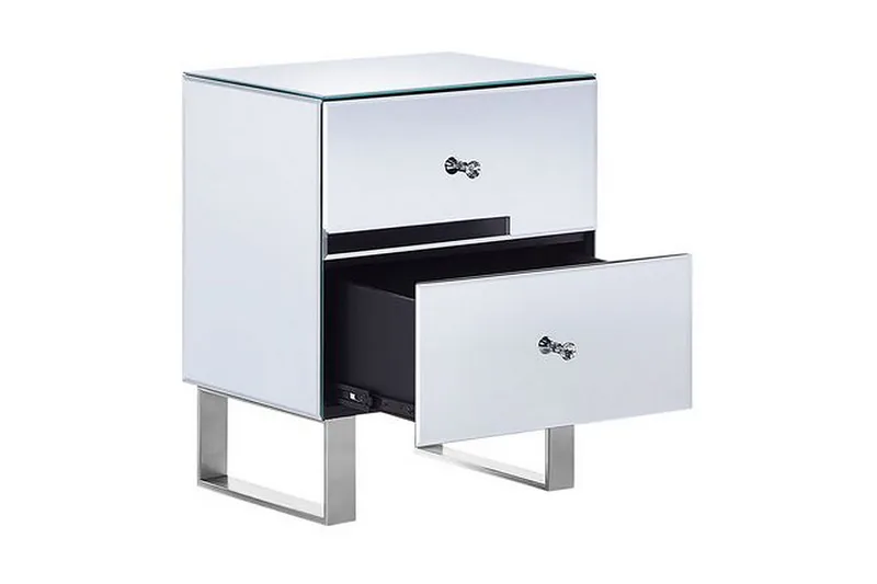 Nattbord 2 skuffer speileffekt NESLE - Sølv - Møbler - Bord - Avlastningsbord & sidobord - Sengebord & nattbord