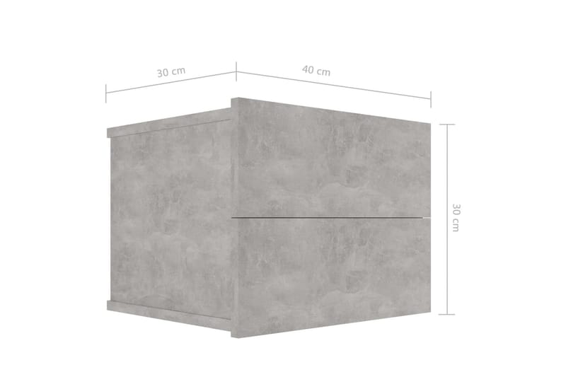 Nattbord 2 stk betonggrå 40x30x30 cm sponplate - Grå - Sengebord & nattbord