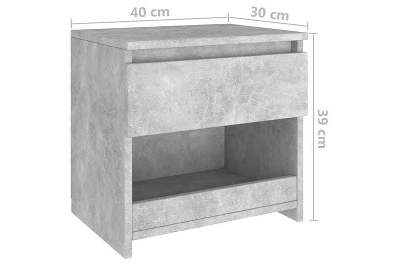 Nattbord 2 stk betonggrå 40x30x39 cm sponplate - Grå - Sengebord & nattbord