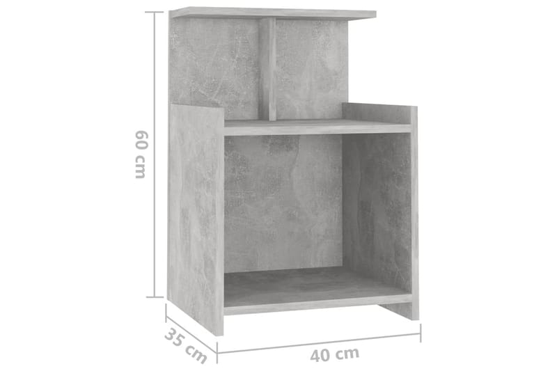 Nattbord 2 stk betonggrå 40x35x60 cm sponplate - Grå - Sengebord & nattbord