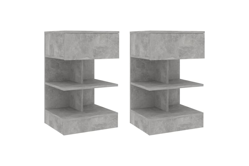 Nattbord 2 stk betonggrå 40x35x65 cm - Grå - Sengebord & nattbord
