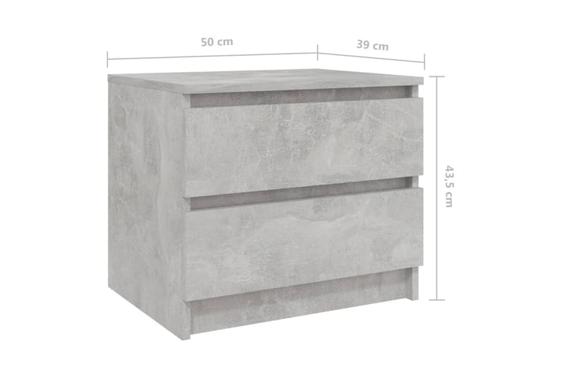 Nattbord 2 stk betonggrå 50x39x43,5 cm sponplate - Grå - Sengebord & nattbord