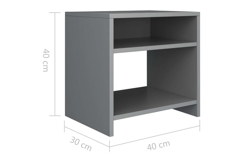 Nattbord 2 stk grå 40x30x40 cm sponplate - Grå - Sengebord & nattbord