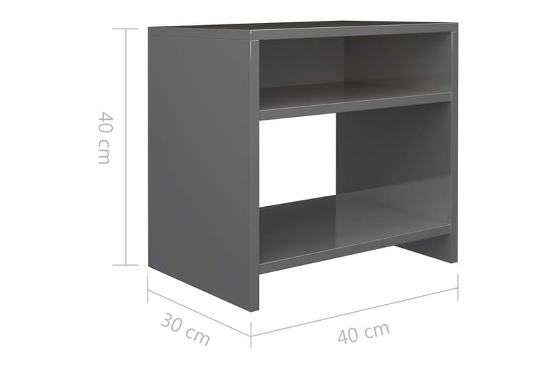 Nattbord 2 stk høyglans grå 40x30x40 cm sponplate - Grå - Sengebord & nattbord