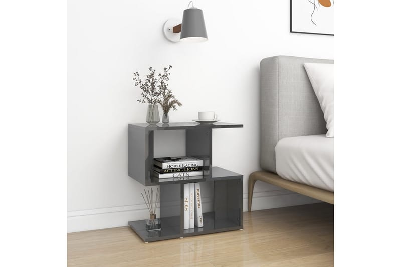 Nattbord 2 stk høyglans grå 50x30x51,5 cm sponplate - Grå - Sengebord & nattbord