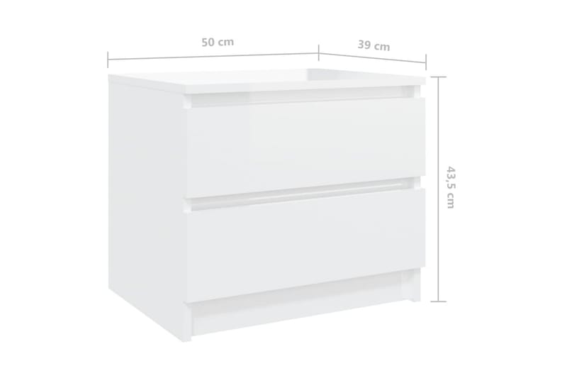 Nattbord 2 stk høyglans hvit 50x39x43,5 cm sponplate - Hvit - Sengebord & nattbord