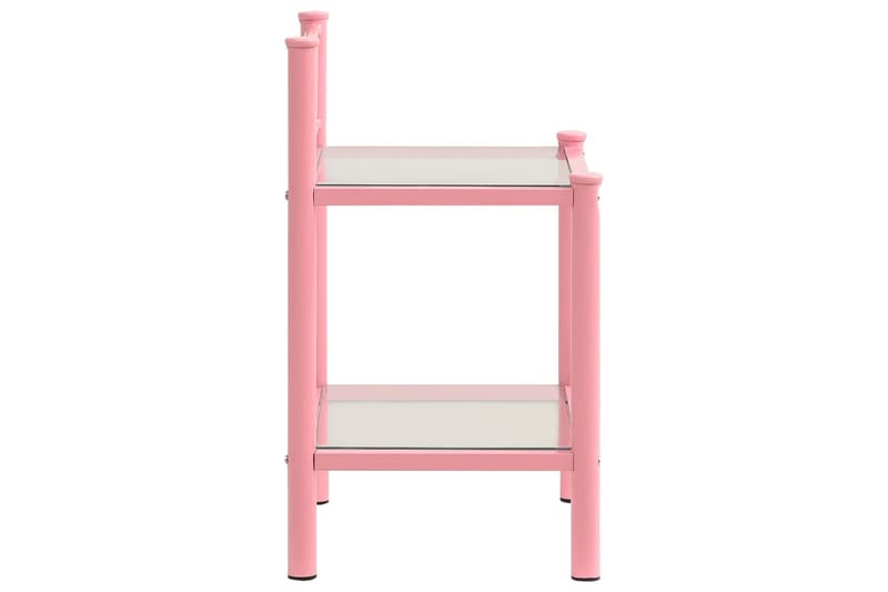 Nattbord 2 stk rosa og gjennomsiktig metall og glass - Sengebord & nattbord
