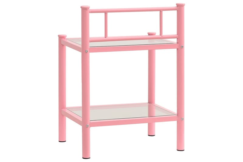 Nattbord 2 stk rosa og gjennomsiktig metall og glass - Sengebord & nattbord