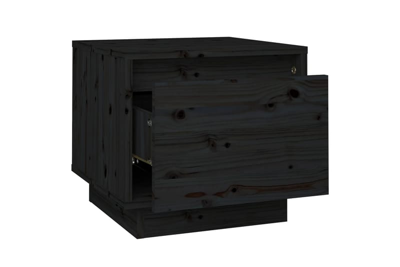 Nattbord 2 stk svart 35x34x32 cm heltre furu - Svart - Sengebord & nattbord