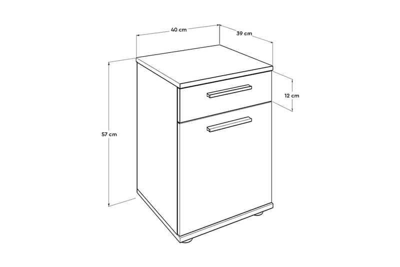 Nattbord 40 cm 2 Skap - Hvit - Sengebord & nattbord