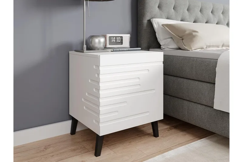 Nattbord 44 cm - Matt Hvit/Svart - Møbler - Bord - Avlastningsbord & sidobord - Sengebord & nattbord