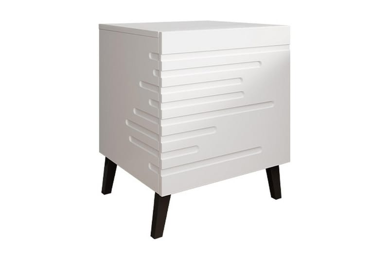 Nattbord 44 cm, Matt Hvit/Svart