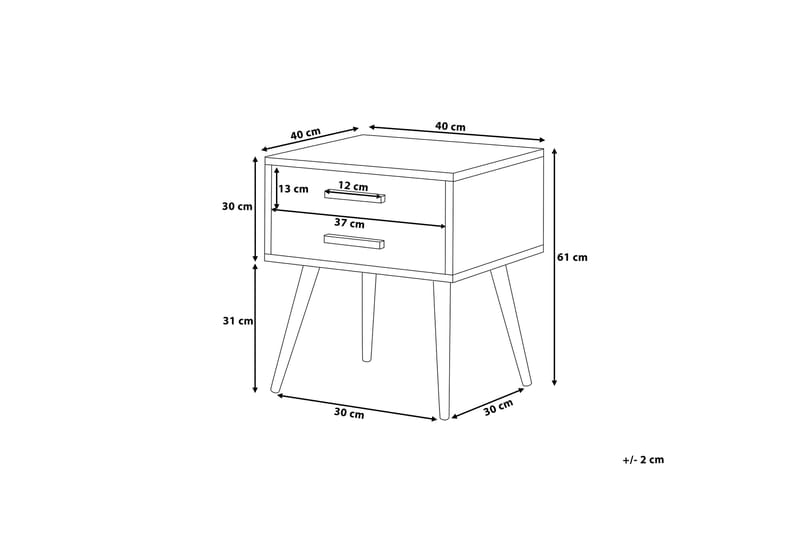 Nattbord Alabama 40 cm - Hvit - Sengebord & nattbord