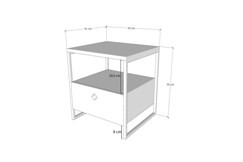 Nattbord Altuniza 45x41 cm - Antrasitt - Sengebord & nattbord