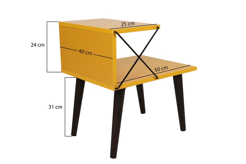 Nattbord Ashlanna 50 cm - Gul - Sengebord & nattbord