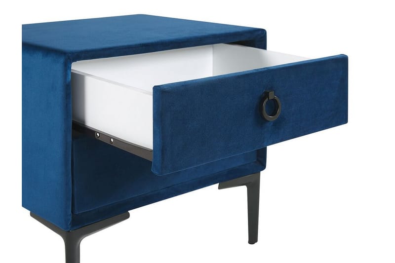 Nattbord Barbonne 44 cm - Fløyel/Blå - Møbler - Bord - Avlastningsbord & sidobord - Sengebord & nattbord