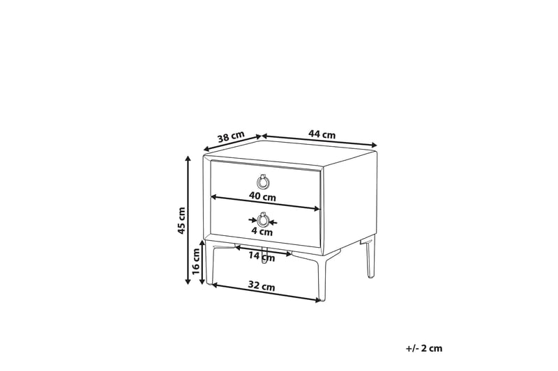 Nattbord Barbonne 44 cm - Fløyel/Blå - Møbler - Bord - Avlastningsbord & sidobord - Sengebord & nattbord