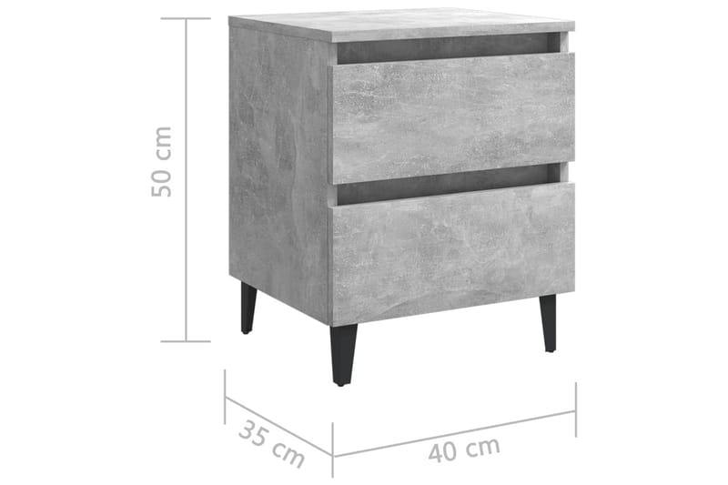 Nattbord betonggrå 40x35x50 cm sponplate - Grå - Sengebord & nattbord