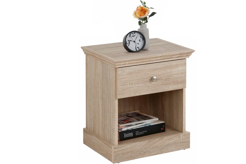 Nattbord Borgela 45 cm med Oppbevaring Skuff + Hylle - Brun - Møbler - Bord - Avlastningsbord & sidobord - Sengebord & nattbord