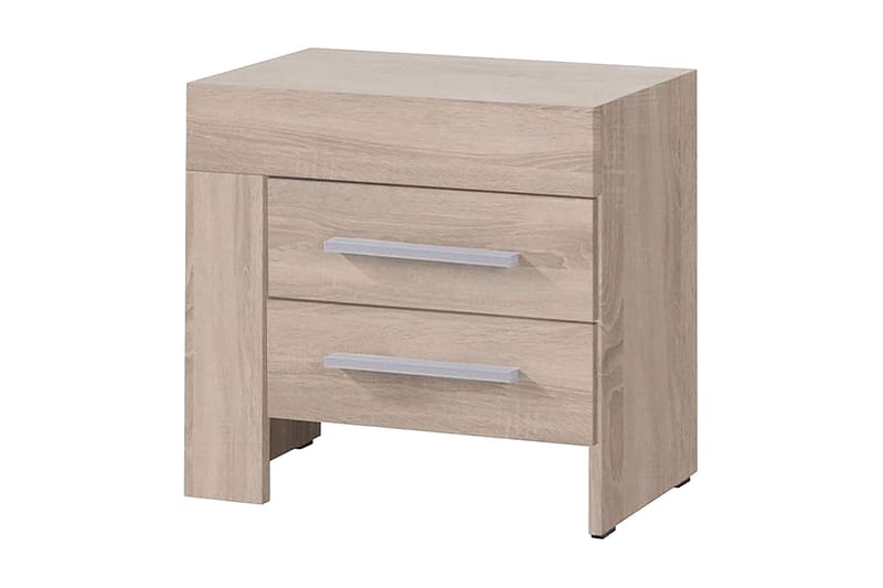 Nattbord Cezac 50 cm Venstre med Oppbevaring 2 Skuffer - Beige/Grå - Sengebord & nattbord