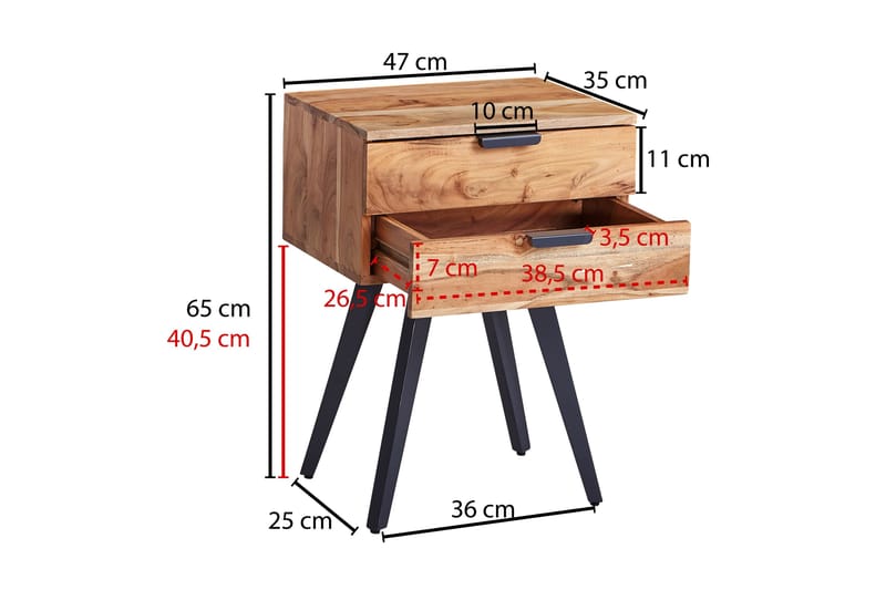 Nattbord Clanton 35 cm - Brun/Svart - Sengebord & nattbord