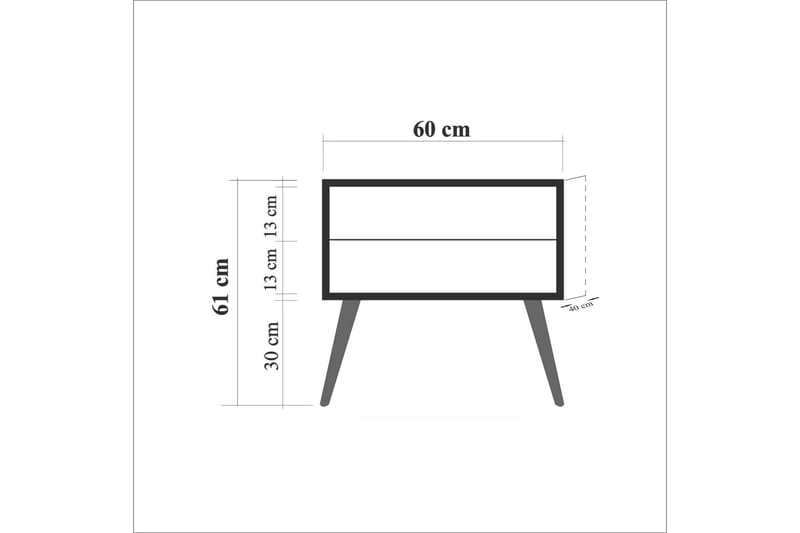 Nattbord Dirk 60 cm med Oppbevaring 2 Skuffer Ramme - Brun - Sengebord & nattbord