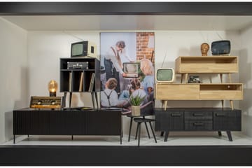 Nattbord Giacoma 60 cm med Oppbevaring Hyller - Valnøtt/Svart - Møbler - Bord - Avlastningsbord & sidobord - Sengebord & nattbord