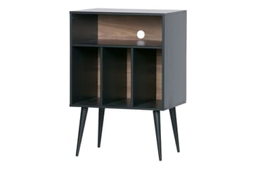 Nattbord Giacoma 60 cm med Oppbevaring Hyller - Valnøtt/Svart - Møbler - Bord - Avlastningsbord & sidobord - Sengebord & nattbord
