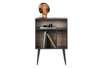 Nattbord Giacoma 60 cm med Oppbevaring Hyller - Valnøtt/Svart - Møbler - Bord - Avlastningsbord & sidobord - Sengebord & nattbord