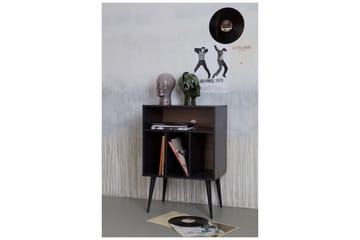 Nattbord Giacoma 60 cm med Oppbevaring Hyller - Valnøtt/Svart - Møbler - Bord - Avlastningsbord & sidobord - Sengebord & nattbord