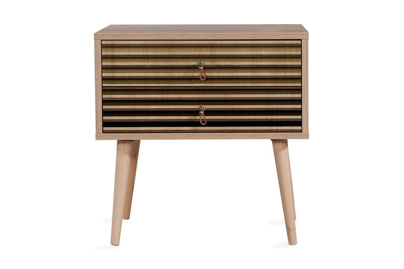 Nattbord Gillberga 60 cm med Oppbevaring 2 Skuffer Striper - Natur - Møbler - Bord - Avlastningsbord & sidobord - Sengebord & nattbord