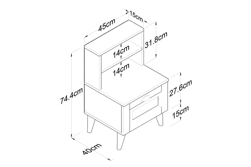 Nattbord Glanhon 45 cm - Hvit - Sengebord & nattbord