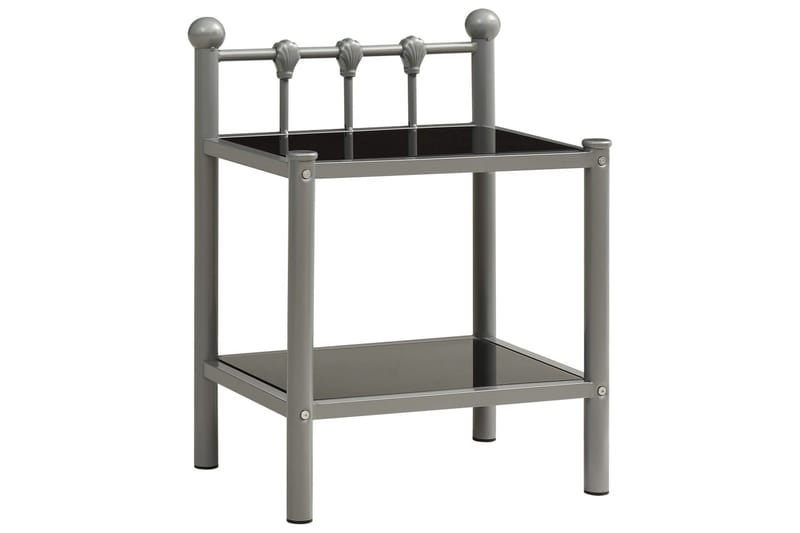 Nattbord grå og svart 45x34,5x60,5 cm metall og glass - Sengebord & nattbord