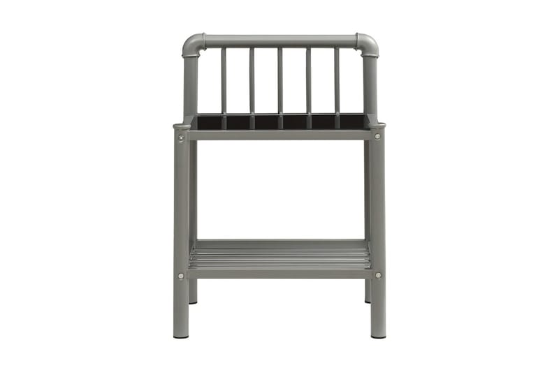 Nattbord grå og svart 45x34,5x62,5 cm metall og glass - Sengebord & nattbord