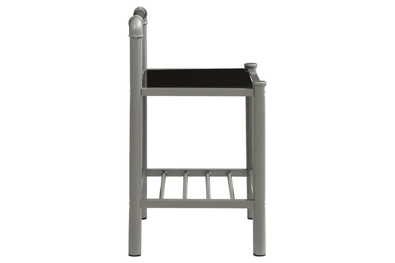 Nattbord grå og svart 45x34,5x62,5 cm metall og glass - Sengebord & nattbord