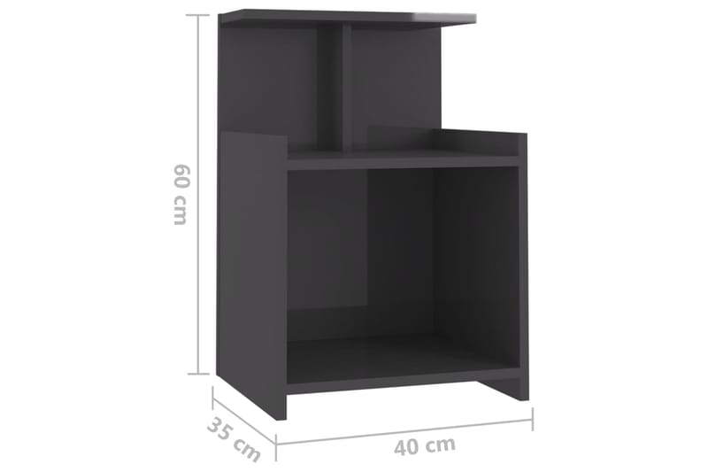 Nattbord høyglans grå 40x35x60 cm sponplate - Grå - Sengebord & nattbord
