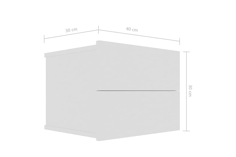 Nattbord høyglans hvit 40x30x30 cm sponplate - Hvit - Sengebord & nattbord