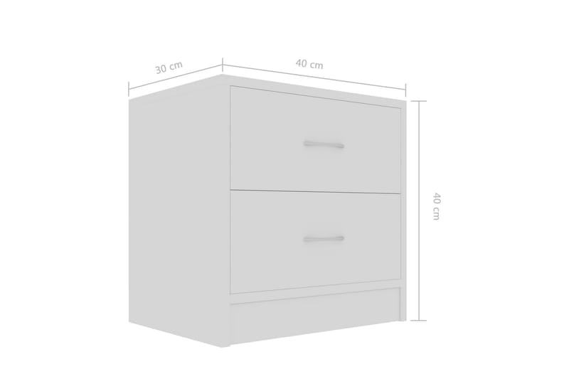 Nattbord høyglans hvit 40x30x40 cm sponplate - Hvit - Sengebord & nattbord