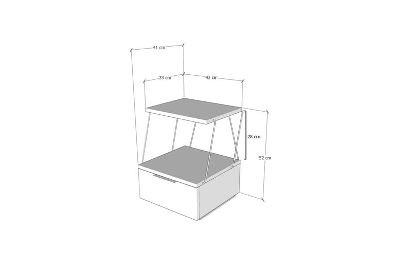 Nattbord Igazz 42x41 cm - Gul - Sengebord & nattbord - Sammenleggbart bord - Marmorbord