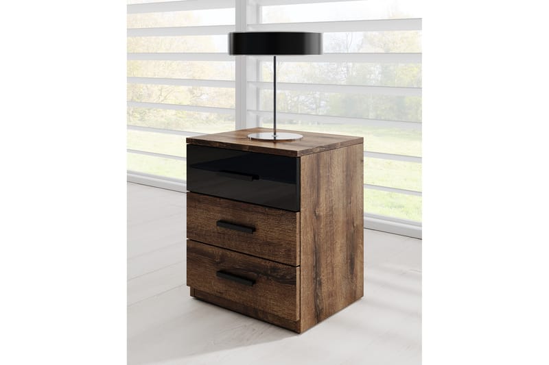 Nattbord Jorbes 41x46 cm - Teak/Svart - Sengebord & nattbord