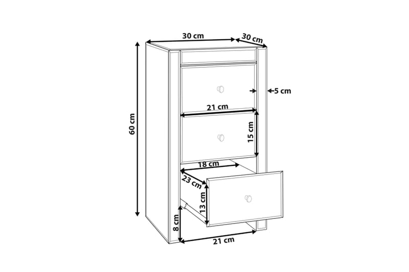 Nattbord Lorris 45 cm - Sølv - Sengebord & nattbord