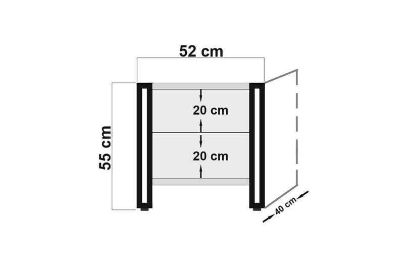 Nattbord Masako 52 cm med Oppbevaring 2 Skuffer - Brun/Svart - Sengebord & nattbord