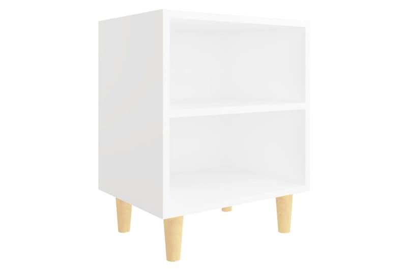 Nattbord med ben i heltre 2 stk hvit 40x30x50 cm - Hvit - Sengebord & nattbord