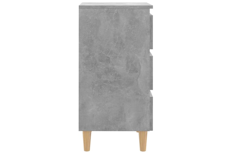 Nattbord med ben i heltre betonggrå 40x35x69 cm - Grå - Sengebord & nattbord