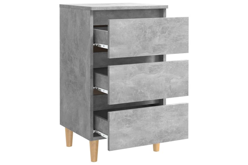 Nattbord med ben i heltre betonggrå 40x35x69 cm - Grå - Sengebord & nattbord