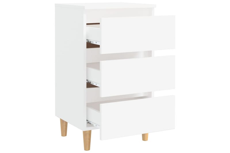 Nattbord med ben i heltre hvit 40x35x69 cm - Hvit - Sengebord & nattbord
