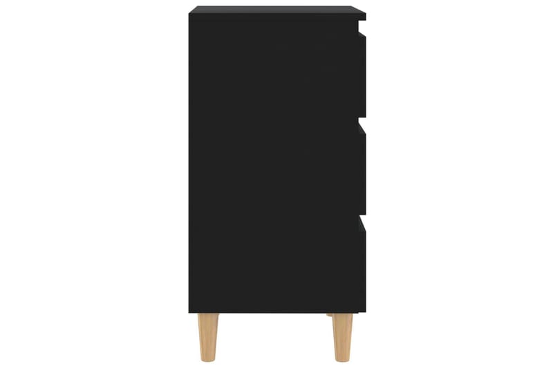 Nattbord med ben i heltre svart 40x35x69 cm - Svart - Sengebord & nattbord