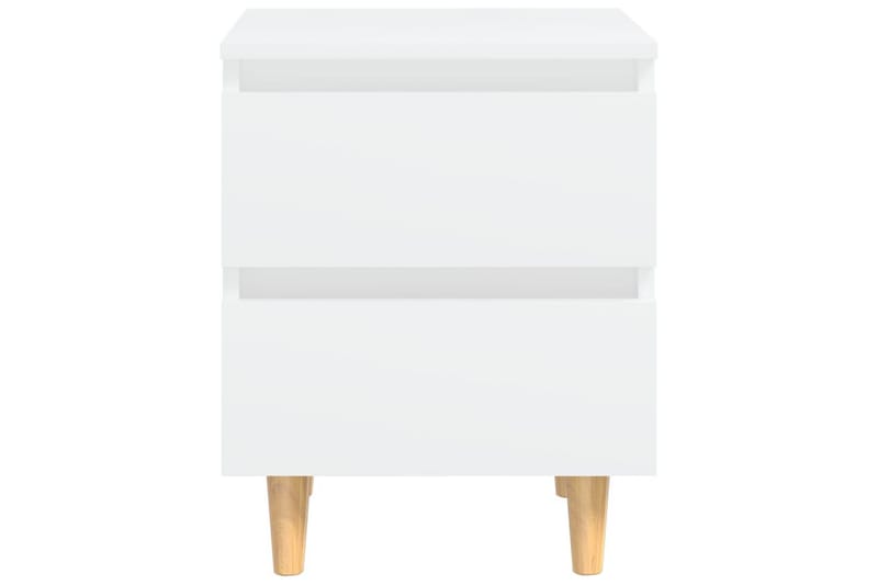 Nattbord med heltre furuben 2 stk hvit 40x35x50 cm - Hvit - Sengebord & nattbord