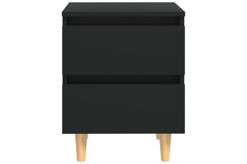 Nattbord med heltre furuben 2 stk svart 40x35x50 cm - Svart - Sengebord & nattbord